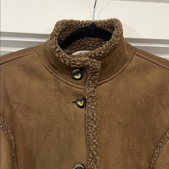 L.L. BEAN VINTAGE BROWN SHEARLING TEDDY MIDI LENGTH BUTTON FRONT COAT M - Picture 7 of 16